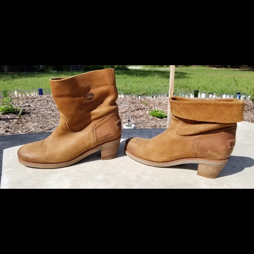Shabbies tan leather ankle boots